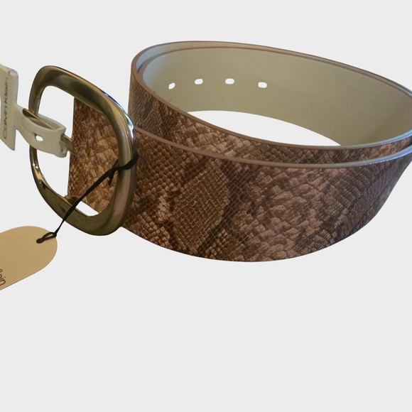 Calvin Klein Reversible Tan Snake Pattern Belt with Silver Buckle X-Large - Picture 2 of 7